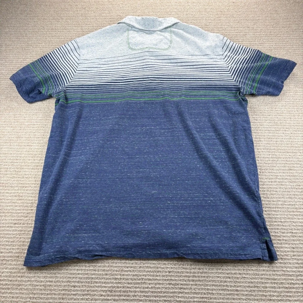 Tommy Bahama Polo Shirt Mens Large Blue Cotton Striped Coastal Nautical Beachy - Picture 4 of 12